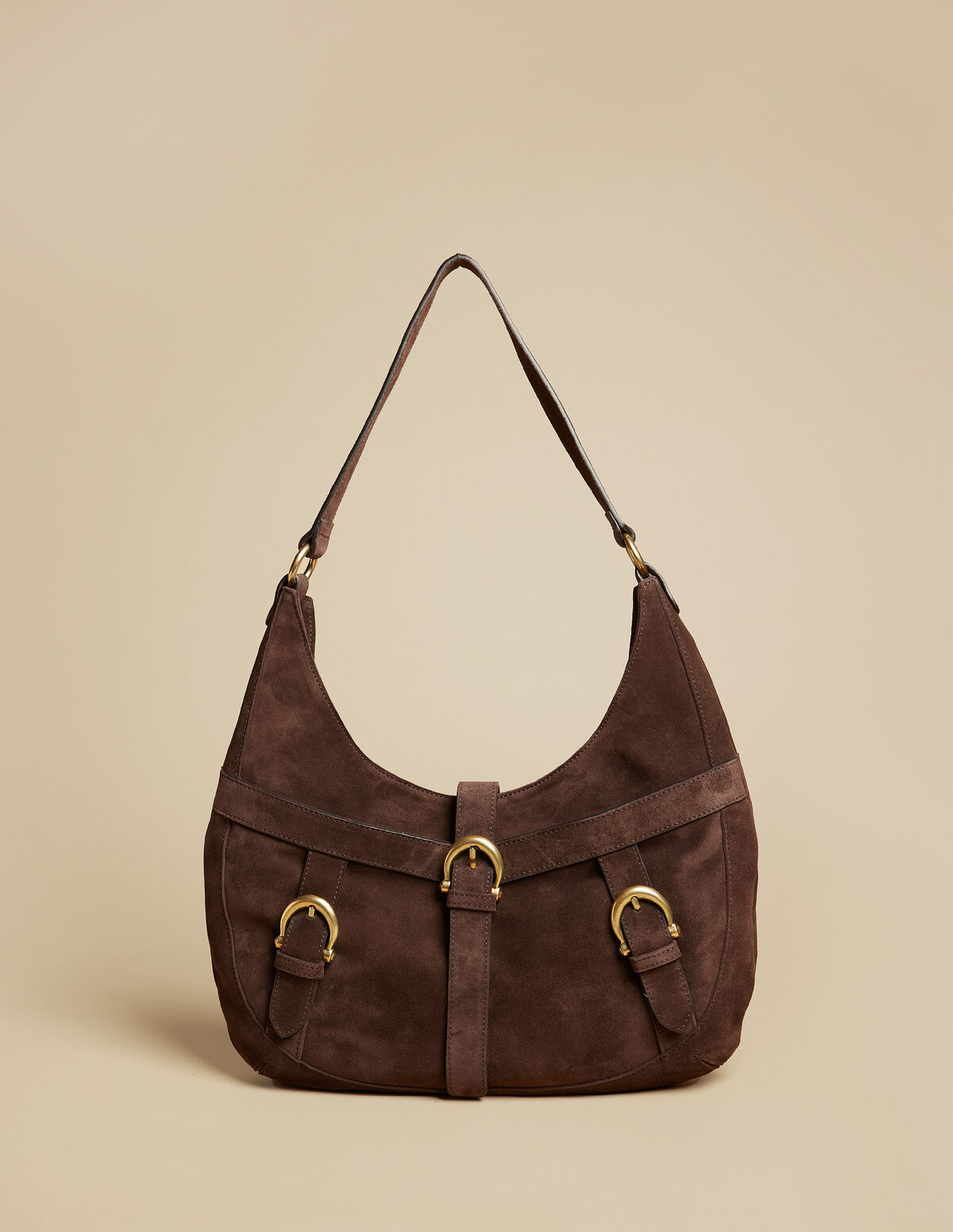 BOLSO HEBILLAS SERRAJE MARRÓN